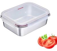 Westmark Lunch Box in acciaio inossidabile - Lunch Box a prova di perdite - Adatto a microonde e forno, senza BPA - Bento Box per scuola, lavoro e asilo nido - Argento, 1300 ml