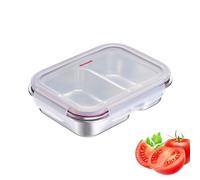 Westmark Lunch Box in acciaio inossidabile - Lunch Box a prova di perdite - Adatto a microonde e forno, senza BPA - Bento Box per scuola, lavoro e asilo nido - Argento, Diviso 450 + 280 ml