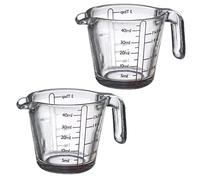Westmark Mini bicchieri graduati Shorty - set da 2, 40 ml ciascuno, 4 scale | Con manico, scale in ml, US fl oz, tsp/tbsp e shot, adatti a forno, microonde e congelatore, vetro borosilicato, 305522E3