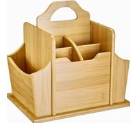 Westmark Organizer per Tapas + Friends - pratico organizer da tavola con 7 scomparti, cestino per posate e tovaglioli, porta utensili per la tavola e le feste - bambù