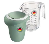 Westmark Pentola da 1 l e misurino Gerda da 1 litro, con paraspruzzi e anello in gomma, misurino con scala e base antiscivolo, verde menta/bianco, verde menta