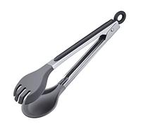 Westmark Pinza per buffet, con boccette in silicone, forchetta e cucchiaio, lunghezza: 25,5 cm, acciaio inox/plastica/silicone, Round Silicone Mini, argento/nero, 16192270