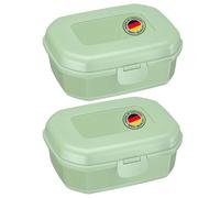 Westmark Portapranzo Maxi - set da 2, 935 ml ciascuno, con chiusura a clic | Per colazione e snack fuori casa, cerniera integrata, panino non schiacciato, senza BPA, altezza ca. 7,4 cm, verde, 235222EM