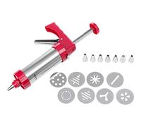 Westmark Pressa per pasticceria/siringa per guarnizioni, con 8 dischi di stampaggio e 8 ugelli per stampaggio, capacità: 250 ml, acciaio inox/plastica, argento/rosso, 32332260