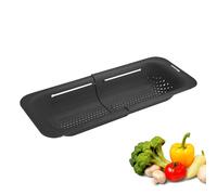 Westmark Scolapasta per lavello - Scolapasta estensibile per scolare frutta, verdura e piatti - Pratico vassoio antigoccia - Nero, 36-49 cm