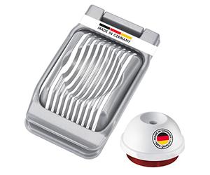Westmark Set, 2 Pezzi, 1 Taglia-Uova per Fette Rotonde e Ovali + 1 Puntale per Uova, Alluminio/Acciaio Inossidabile/Plastica, Duplex, Argento/Rosso/Bianco, 102022E6
