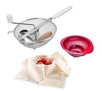 Westmark Set, Colino (Ø 20 cm) + 2 Imbuti + Panno per Filtrare, Acciaio Inox/Plastica/Cotone, Bianco/Argento/Rosso, 119722E7