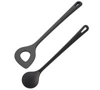 Westmark Set con Cucchiaio a Punta + Cucchiaio da Cucina per Mescolare, 2 Pezzi, Resistente al Calore fino a 270°C, Plastica, Gentle-Plus, Nero, 288722E9