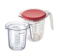 Westmark Set da 2 Pezzi, Misurini da 0,5 L e 1 L con Coperchio, Scala Graduata Multilingue, Plastica, Trasparente/Rosso, 306622E6