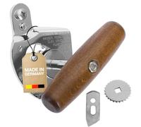 Westmark Set da 3 Pezzi, 1 Apriscatole Professionale Titan + 1 Coltello di Ricambio + 1 Rotella di Ricambio, Acciaio/Legno/Acciaio Laccato, Argento/Marrone/Nero, 122422E6