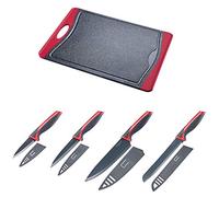 Westmark Set da Taglio, 5 Pezzi, 1 Grande Tagliere e 4 Coltelli, Tagliere 37 x 25,5 cm, Coltello da Chef/da Pane: 20 cm Ciascuno, Coltello multiuso Lama 12 cm, Spelucchino Lama 18 cm, 145222E6