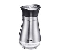 Westmark Set di 2 contenitori per spezie, con finestra di visualizzazione, foro universale nel coperchio, capacità: 125 ml, vetro/plastica/acciaio inossidabile, Lisbona, trasparente/nero/argento,