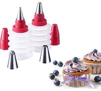 Westmark Set di 2 Decoratori a Bottiglia con 4 Beccucci, Con Tappi, Plastica/Acciaio Inox, Trasparente/Rosso/Argento, 31142260