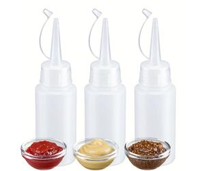 Westmark Set di 3 bottiglie a pressione, Dosaggio preciso e riempimento pulito delle bottiglie dalla forma stabile con maionese, salsa barbecue e altri liquidi, igieniche, senza BPA, 3 x 50 ml