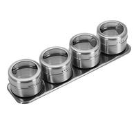 Westmark Set di barattoli portaspezie con ripiano, 4 barattoli in acciaio inox con ø 6,5 cm, Volume: 40 ml ciascuno, Acciaio inox, 65152260