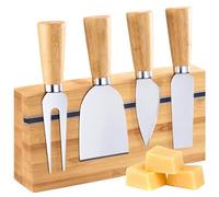 Westmark Set di coltelli da formaggio - Set di 5 pezzi con supporto in bambù, servizio elegante per vari formaggi, maneggevole - Acciaio inossidabile, bambù