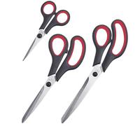 Westmark Set di forbici da 3 pezzi - forbici da cucito (14 cm), forbici universali per la casa (21 cm) e forbici per l'artigianato (25 cm) - acciaio inox/plastica, nero/rosso/argento