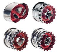 Westmark Set di Formine per Biscotti, 4 Pezzi, 4 Motivi Diversi, Con Espulsore, Acciaio Inox/Plastica, Linzer, Argento/Rosso, 350022E6