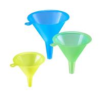 Westmark Set di imbuti - 3 pezzi, Ø 7, 9 e 10,5 cm, beccuccio lungo | Per travasare liquidi, zucchero o sale senza versare, lavabile in lavastoviglie, senza BPA, blu/giallo/verde, 51172211