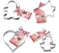 Westmark Set di tagliabiscotti per pan di zenzero, 4 motivi diversi, ricetta inclusa, acciaio inox, Natale, argento, 351022E6