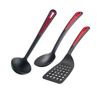 Westmark Set di Utensili da Cucina, 3 Pezzi, 1 Paletta, 1 Cucchiaio per Friggere e 1 Mestolo per Zuppe, Plastica, Gallant, Nero/Rosso, 295622E6
