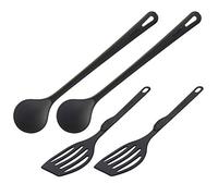 Westmark Set di utensili da cucina, 4 Pezzi, 2 Palette e 2 cucchiai, Plastica di qualità, "Gentle" e "Flonal", Nero, 203522E6