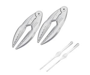 Westmark Set per Crostacei, 4 Pezzi, 2 Pinze per Crostacei, Cracky, 2 Forchette per Aragoste, Alluminio con Speciale Rivestimento per il Contatto con gli Alimenti/Acciaio Inox, Argento, 660022E6