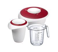 Westmark Set per Cucinare, 3 Pezzi, 1 Scodella da 2,5 L, 1 Ciotola da 1 L, 1 Misurino da 1 L, Plastica, Bianco/Rosso/Trasparente, 315322E7