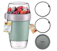 Westmark Set Portapranzo Grandi - 3 Scomparti a prova di perdite: 350, 600, 1200 ml, 2 anelli di tenuta + 1 coperchio di ricambio - Verde menta/Grigio/Trasparente, 528722EM