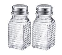 Westmark Spargitutto Porto - set da 2, 75 ml ciascuno, foratura universale | Design squadrato per casa e ristorazione, rilievo antiscivolo, lavabile in lavastoviglie, senza BPA, inox/vetro, 63172270