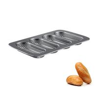 Westmark Stampo per baguette Ährensache Mini - 4 baguette da 17 cm, forato | Anche per panini per hot dog e lievito madre, antiaderente, fino a 230 °C, senza PFOA, acciaio, 34,6 x 21,5 x 3 cm, 32722260