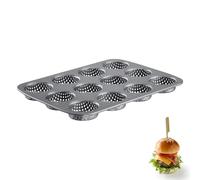Westmark Stampo per burger buns Ährensache Mini - 12 pezzi, Ø 6 cm, forato | Antiaderente, anche per lievito madre, fino a 230 °C, senza PFOA, codice QR per ricette, acciaio, 22 x 29 x 2,2 cm, 32712260