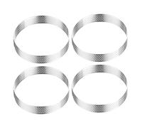 Westmark Tartellette-Rahmen 4 Pezzi - Forme perfette per tartellette e quiche - Risultato di cottura uniforme grazie alla perforazione - Argento, 4 x Ø 8 cm, Cerchio, Ø 8 cm, 4 pezzi