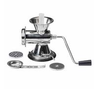 Westmark Tritacarne con 3 dischi perforati, imbuto per salsicce e inserto per impasto, dimensione 8, con ventosa, acciaio inox/plastica, argento, 97772260