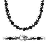 WESTMIAJW Collana da uomo in ematite magnetica, con perline di onice nera, con pietre naturali e cristalli curativi da 50/60 cm, onice