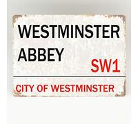 Westminster Abbey - Targa da parete vintage con porta di Londra, 20,3 x 30,5 cm