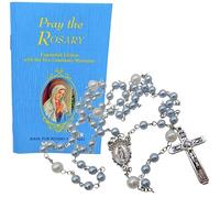 Westmon Works Pray the Rosary Book and Miraulous Mary Rosario con perline di vetro e crocifisso in metallo, Small, Vetro, Nessuna pietra preziosa