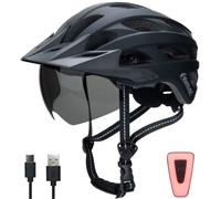 Westt Casco da bicicletta con luce ricaricabile e visiera, per uomo e donna | Occhiali da sole magnetici, luce LED ricaricabile tramite USB-C con 9 modalità di illuminazione, visiera rimovibile