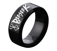 westtrend Berserk Guts Guts Anime Logo Personaggio Cranio Cavaliere Budella Anelli dito Cosplay Prop Nero Spadaccino Laser Carving Anelli Decorazione Trendy