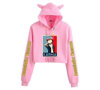 westtrend Felpa con Cappuccio da Donna per Ragazze Adolescenti Assassination Classroom Felpa Casual a Maniche Lunghe con Stampa Anime Akabane Karma Top Corti con Orecchie da Gatto