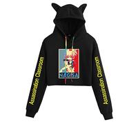 westtrend Felpa con Cappuccio da Donna per Ragazze Adolescenti Assassination Classroom Felpa Casual a Maniche Lunghe con Stampa Anime Shiota Nagisa Top Corti con Orecchie da Gatto