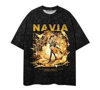 westtrend Maglietta Genshin Impact Navia Genshin Lavata Retro Tide T-Shirt Gioco Periferica Sport Tempo Libero Manica Corta Unisex Do Old Tops