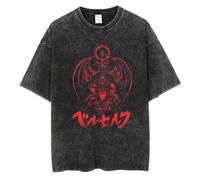 westtrend Uomini Lavato T Shirt Berserk Lavato T-Shirt Anime Guts Skull Cavaliere Graphic Tshirt Guts Berserk Nero Spadaccino Vintage Do Old Tops