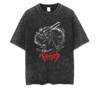 westtrend Uomini Lavato T Shirt Berserk Lavato T-Shirt Anime Guts Skull Cavaliere Graphic Tshirt Guts Berserk Nero Spadaccino Vintage Do Old Tops