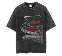 westtrend Uomini Lavato T Shirt Berserk Lavato T-Shirt Anime Guts Skull Cavaliere Graphic Tshirt Guts Berserk Nero Spadaccino Vintage Do Old Tops