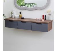 WESTWILD Tavolo da Trucco sospeso, Tavolo da Trucco a Parete con cassetti, scrivania sospesa per Parete, Tavolo da Trucco in Legno, scrivania a Parete per Camera da Letto, Comodino a Parete per camer