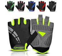 WESTWOOD FOX Guanti da Ciclismo per Uomo e Donna Mezza Dita Unisex con Gel Imbottito Antiscivolo Palmo Assorbente Gli Urti e Traspirante Guanti Estivi per Bici MTB (Parrot, L)