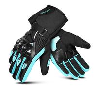 WESTWOOD FOX Guanti da moto invernali per uomo e donna, guanti da moto impermeabili, touchscreen, leggeri, guanti da guida con protezione calda per BMX, ATV, UTV, mountain bike (CIANO, 2XL)