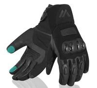 WESTWOOD FOX Guanti da moto per uomo e donna, invernali, impermeabili, termici, touchscreen, in pelle, per BMX, ATV, MTB, corse e attività all'aperto (L, Nero)