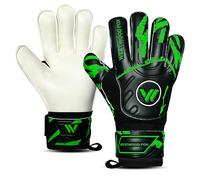 WESTWOOD FOX Guanti da portiere,protezione per le dita,guanti da portiere da calcio,bambini, ragazzi e adulti, (NERO-VERDE, Taglia 7 adatta per bambini dai 10 ai 13 anni, Ambidestro)
